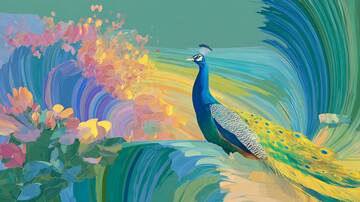 孔雀  插画  优美5