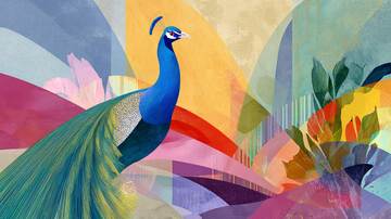 孔雀  插画  优美3