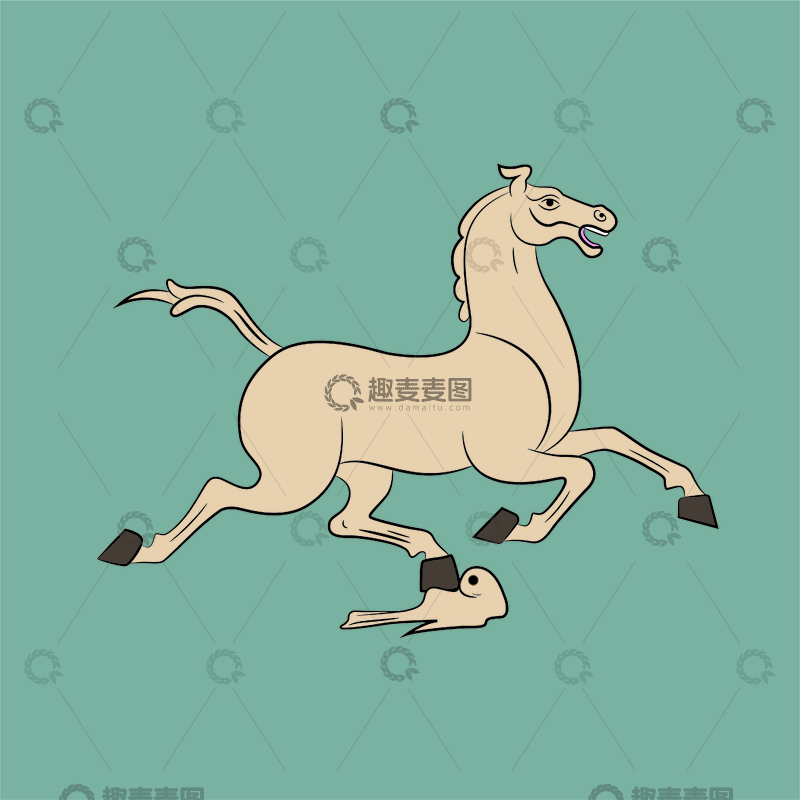 源文件下载【趣麦麦图】马踏飞燕矢量插画马年马作品矢量线稿