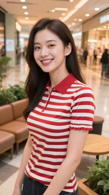 条纹Polo时尚穿搭2
