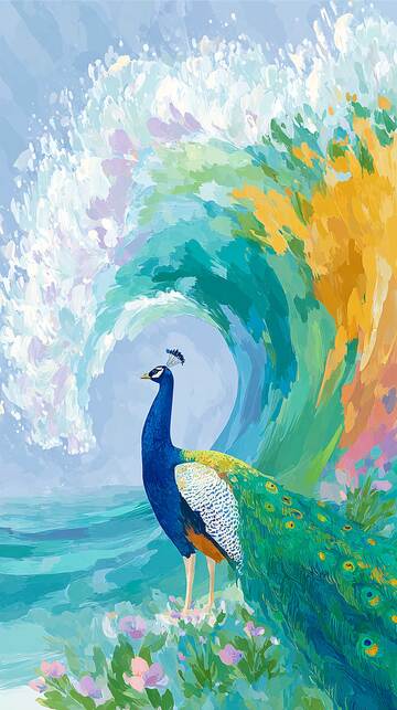 孔雀  插画  优美7