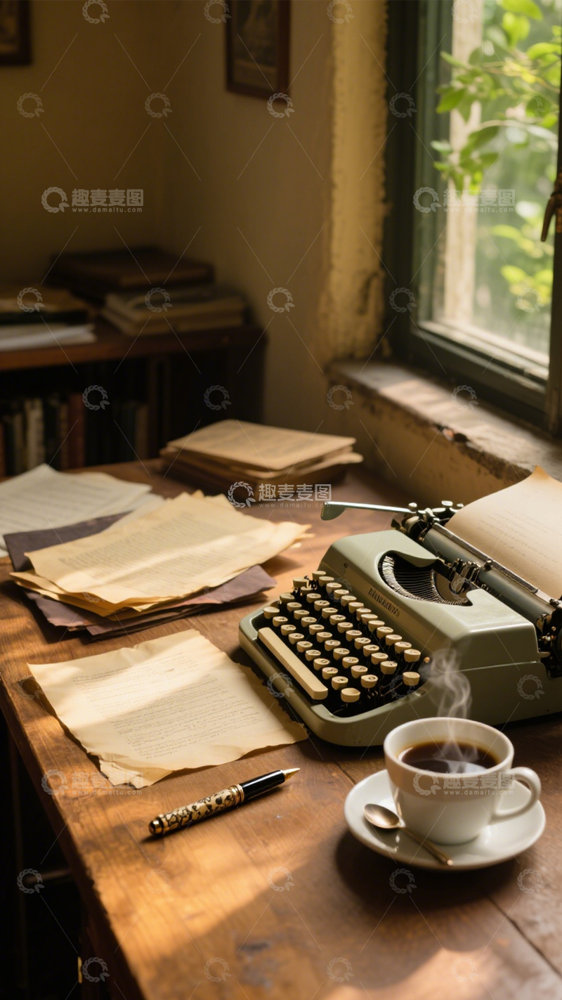 高清大图下载【趣麦麦图】复古书桌文艺静谧