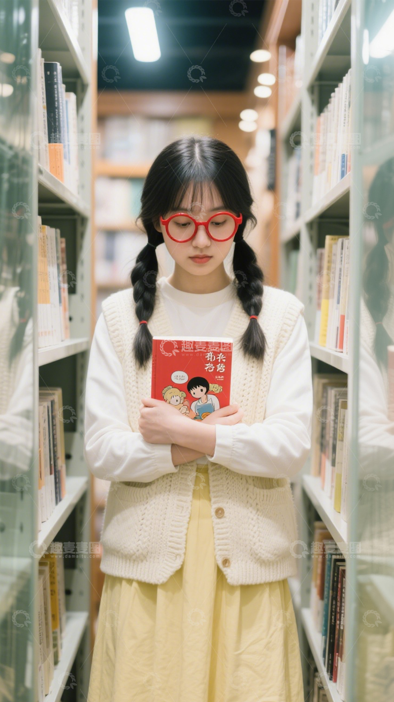 高清大图下载【趣麦麦图】图书馆里青春求知