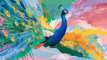 孔雀  插画  优美1