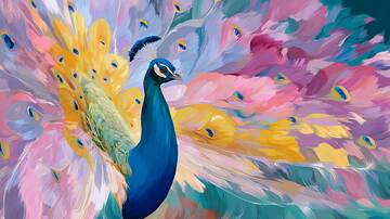 孔雀  插画  优美4