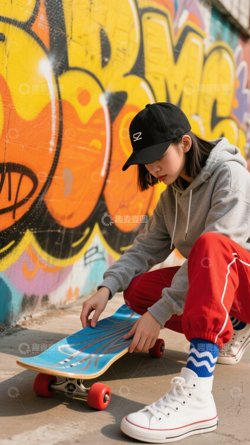 高清大图下载【趣麦麦图】街头滑板潮流青春