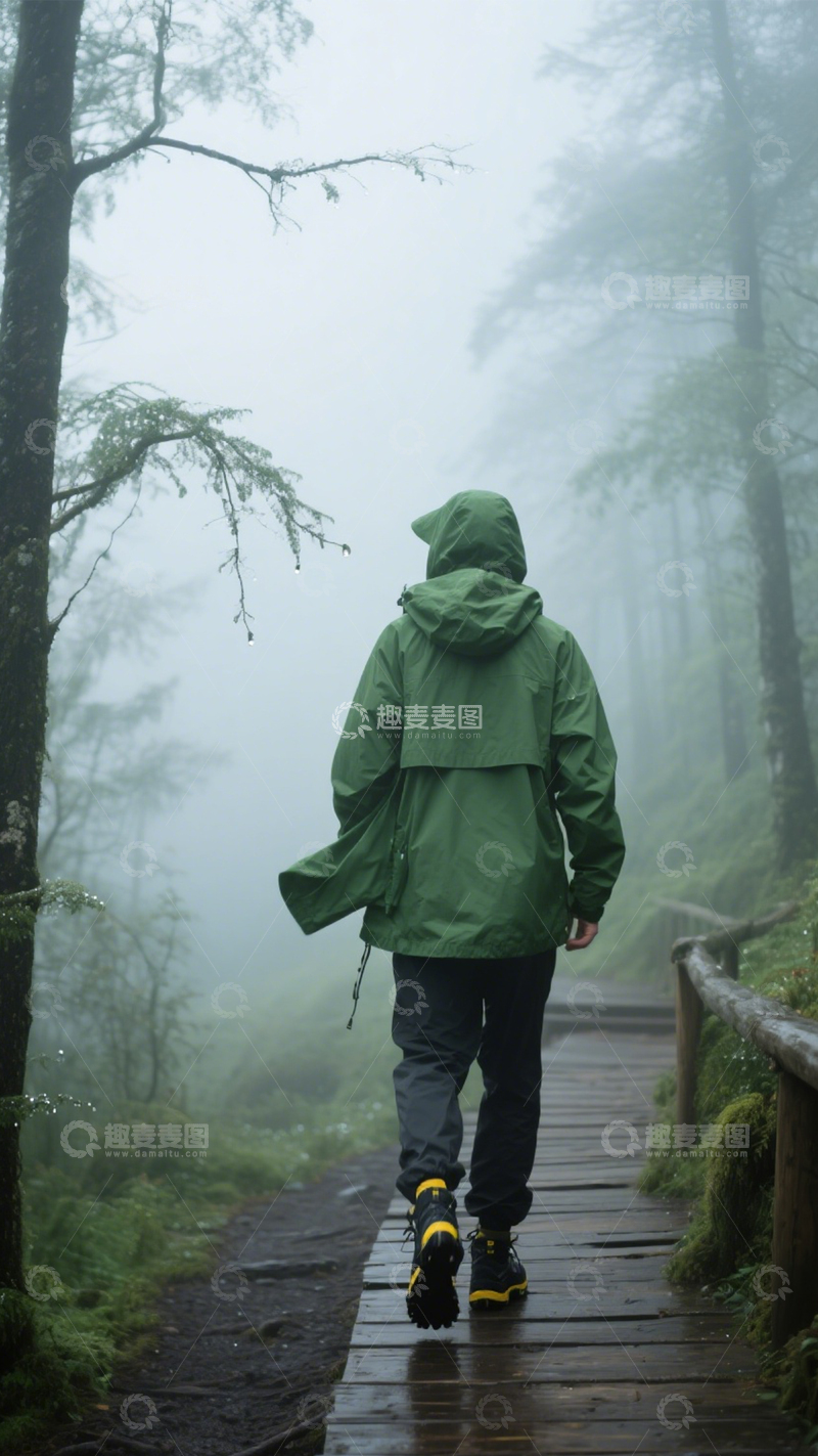 高清大图下载【趣麦麦图】雾林徒步探索自然1