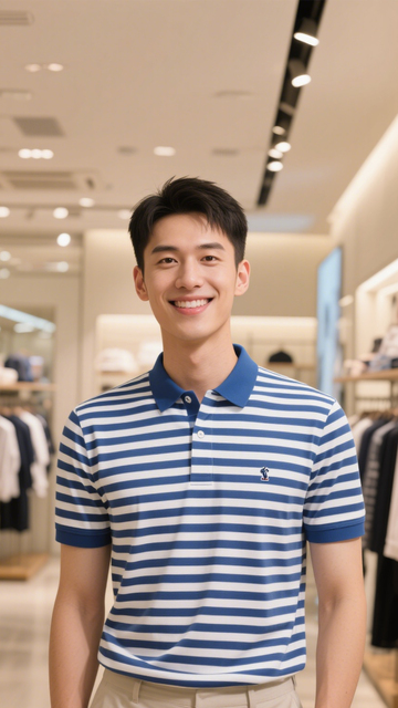 条纹Polo时尚穿搭