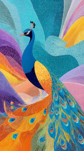 孔雀  插画  优美10