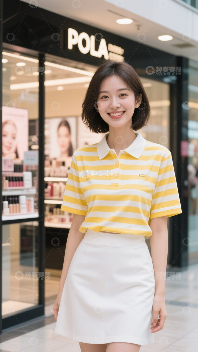 高清大图下载【趣麦麦图】条纹Polo时尚穿搭1