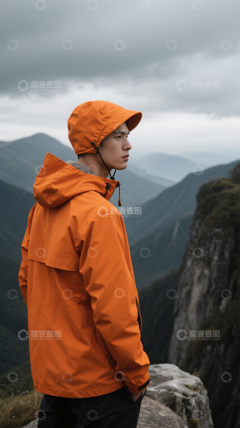 高清大图下载【趣麦麦图】户外橙色登山穿搭1