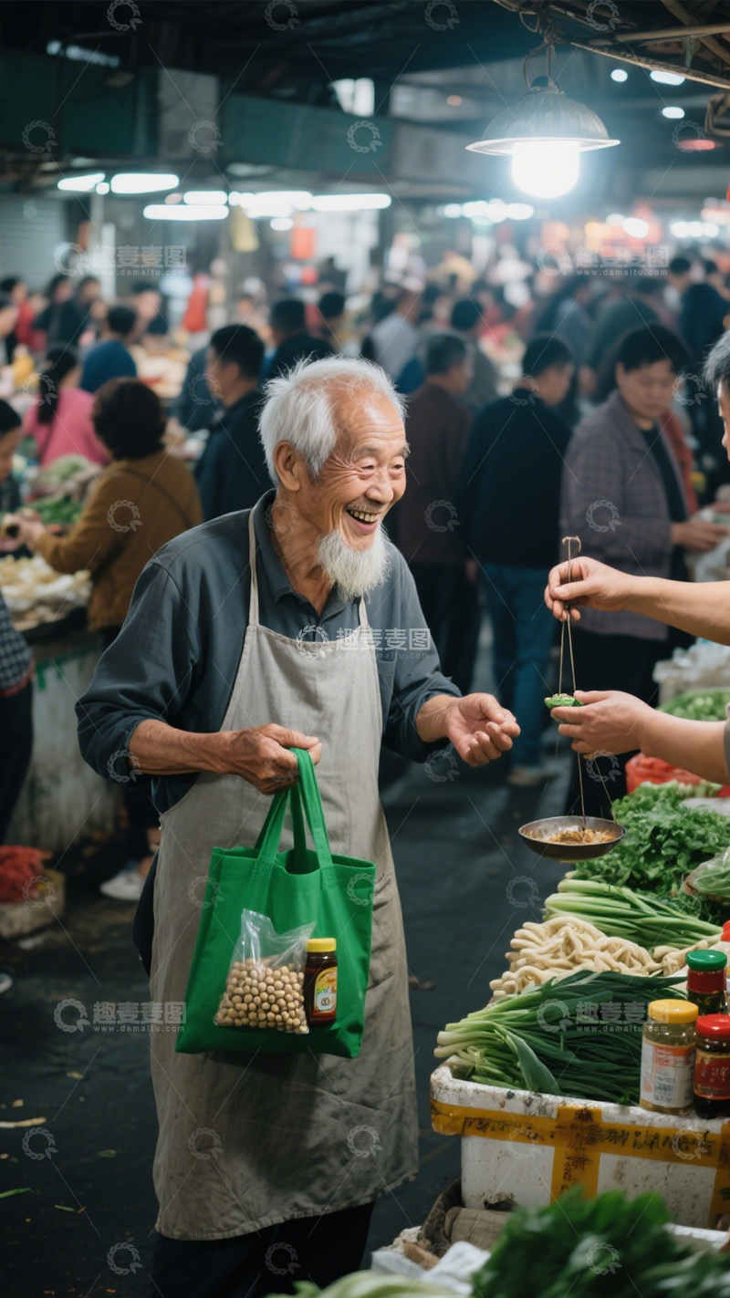 高清大图下载【趣麦麦图】菜场日常温暖生活