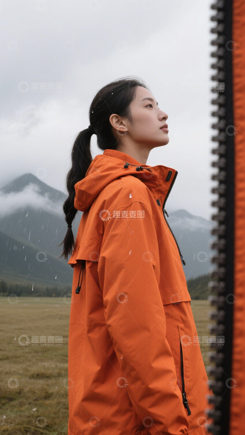 高清大图下载【趣麦麦图】户外橙色登山穿搭