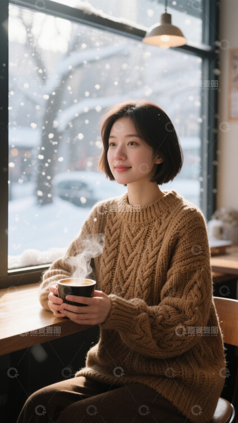 高清大图下载【趣麦麦图】咖啡毛衣冬日氛围2