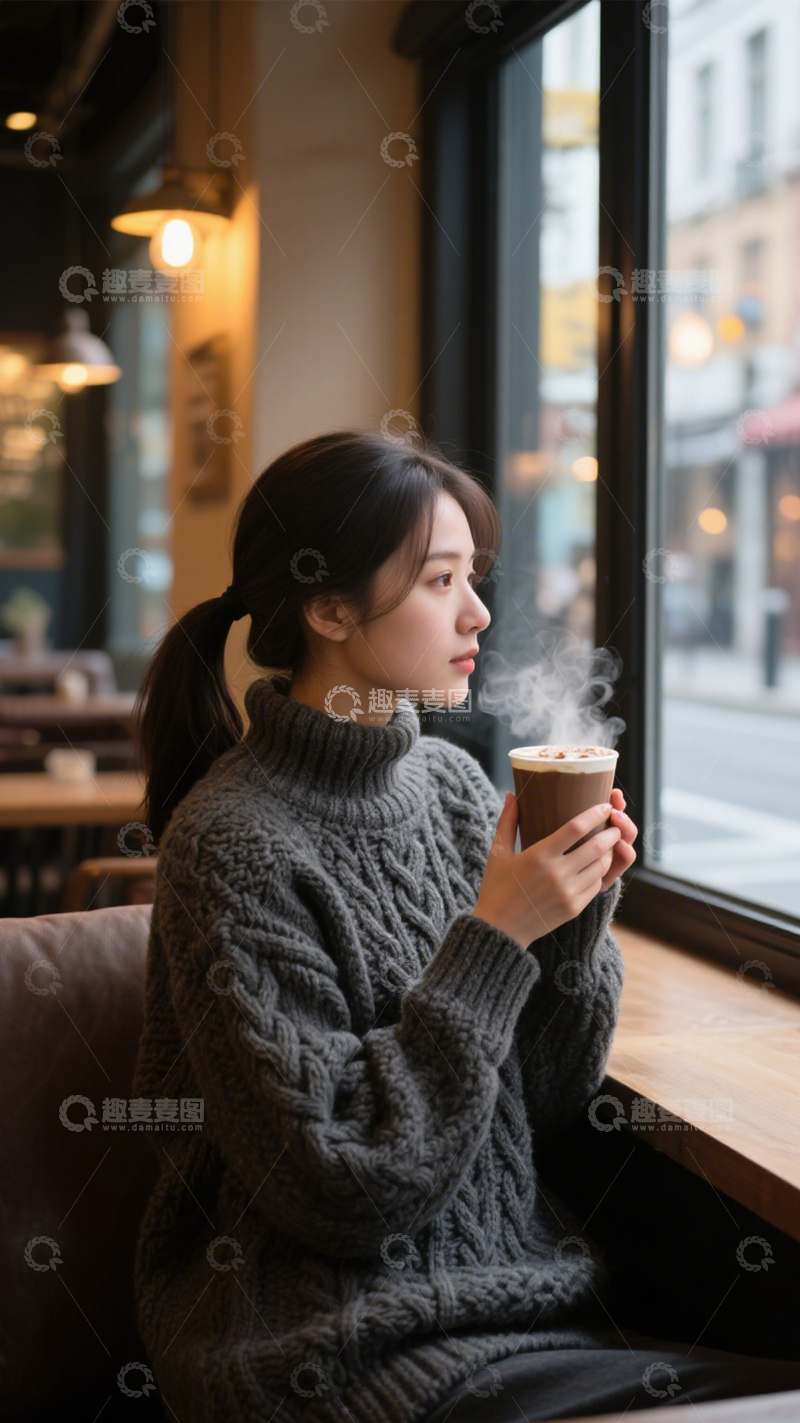 高清大图下载【趣麦麦图】咖啡毛衣冬日氛围3