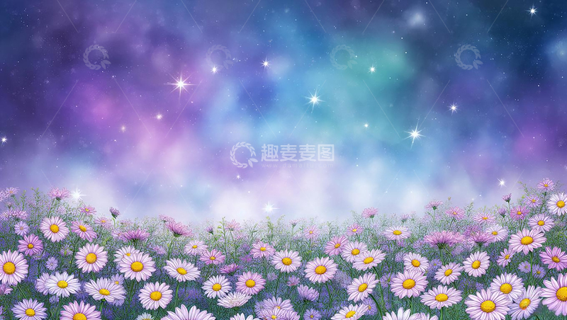 高清大图下载【趣麦麦图】浪漫星空花海背景