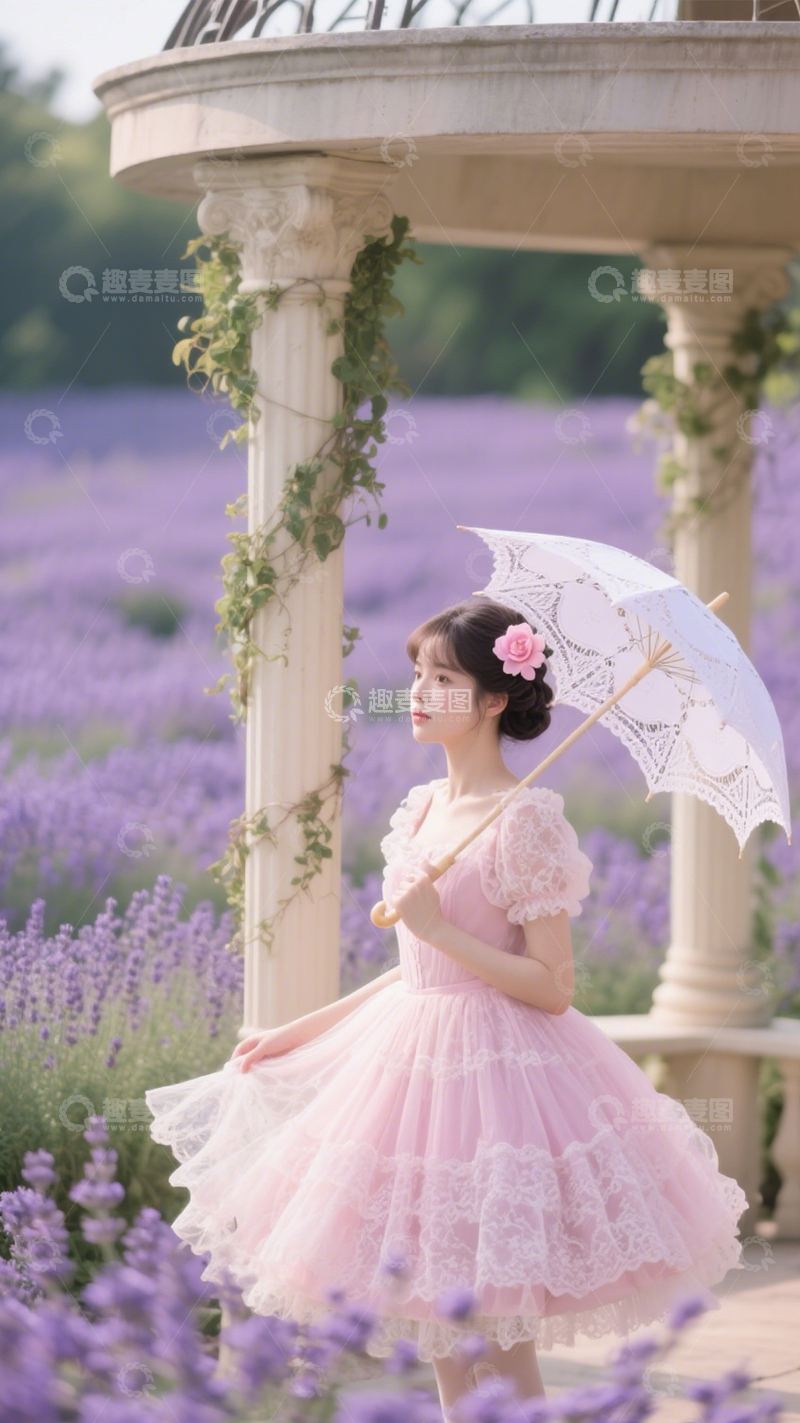 高清大图下载【趣麦麦图】洛丽塔少女花园漫步