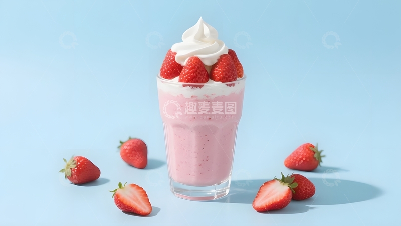 高清大图下载【趣麦麦图】清新美味草莓奶油奶昔3