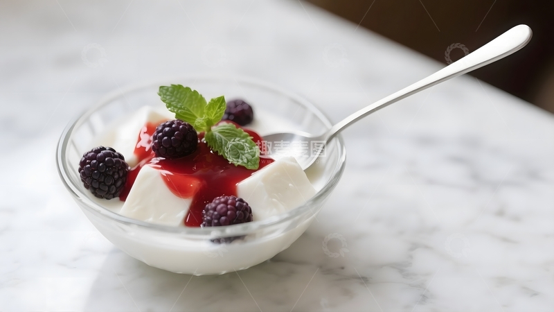 高清大图下载【趣麦麦图】清新爽口的黑莓酸奶3