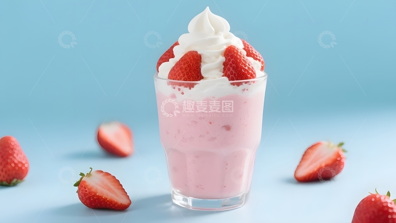 高清大图下载【趣麦麦图】清新美味草莓奶油奶昔1