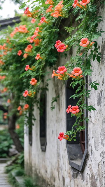 古典园林凌霄花