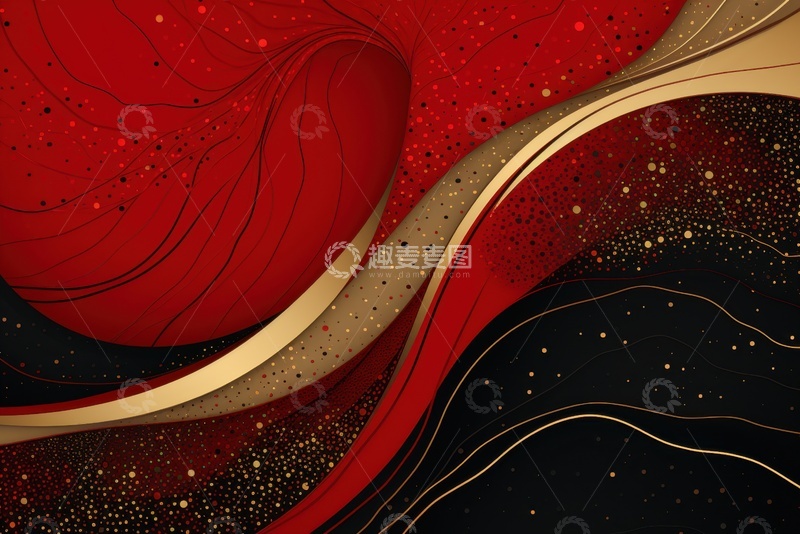 高清大图下载【趣麦麦图】-红金色起伏的线条背景