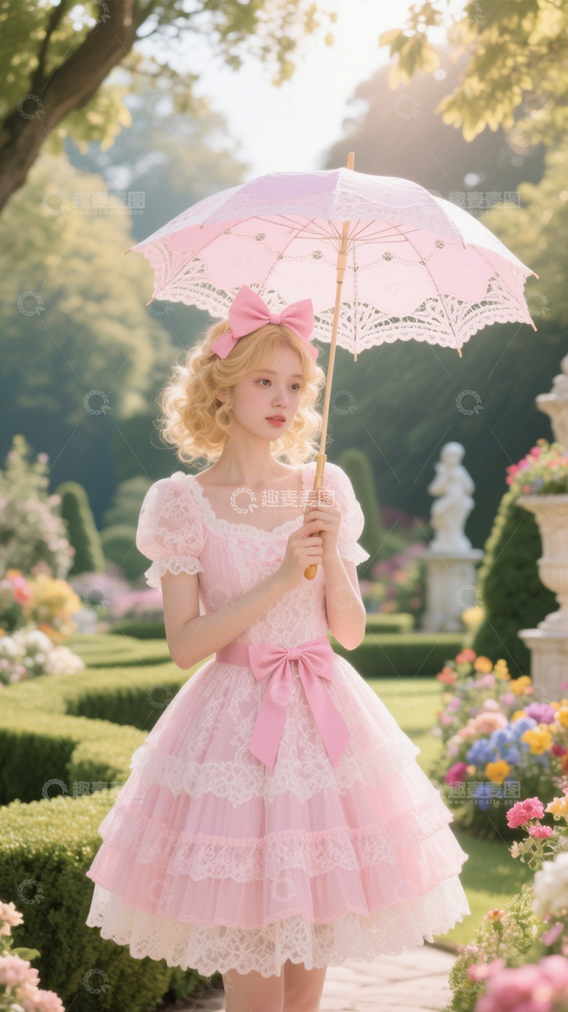 高清大图下载【趣麦麦图】洛丽塔少女花园漫步1
