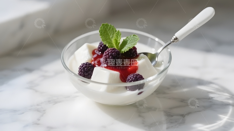 高清大图下载【趣麦麦图】清新爽口的黑莓酸奶1