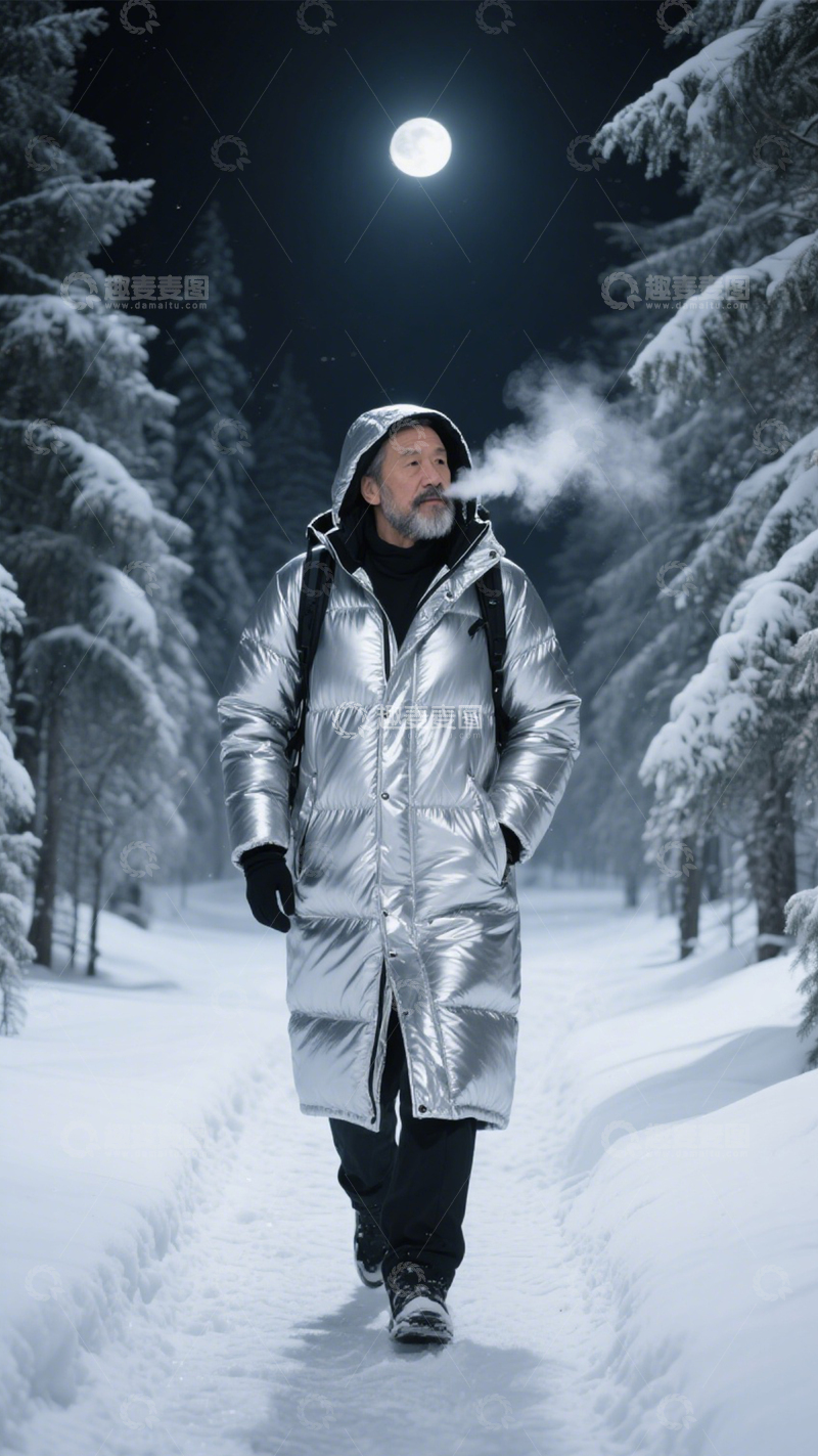 高清大图下载【趣麦麦图】银色羽绒冬日风尚3