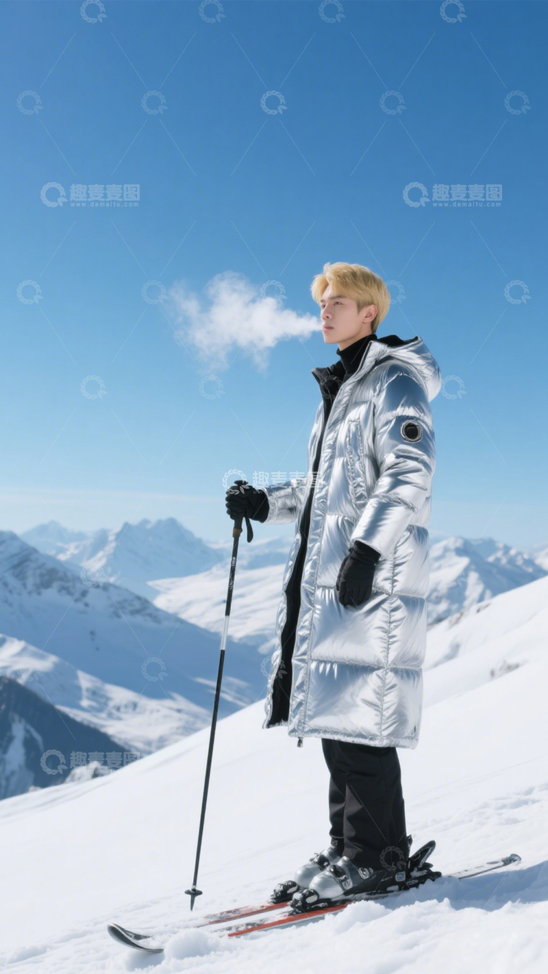 高清大图下载【趣麦麦图】银色羽绒冬日风尚2