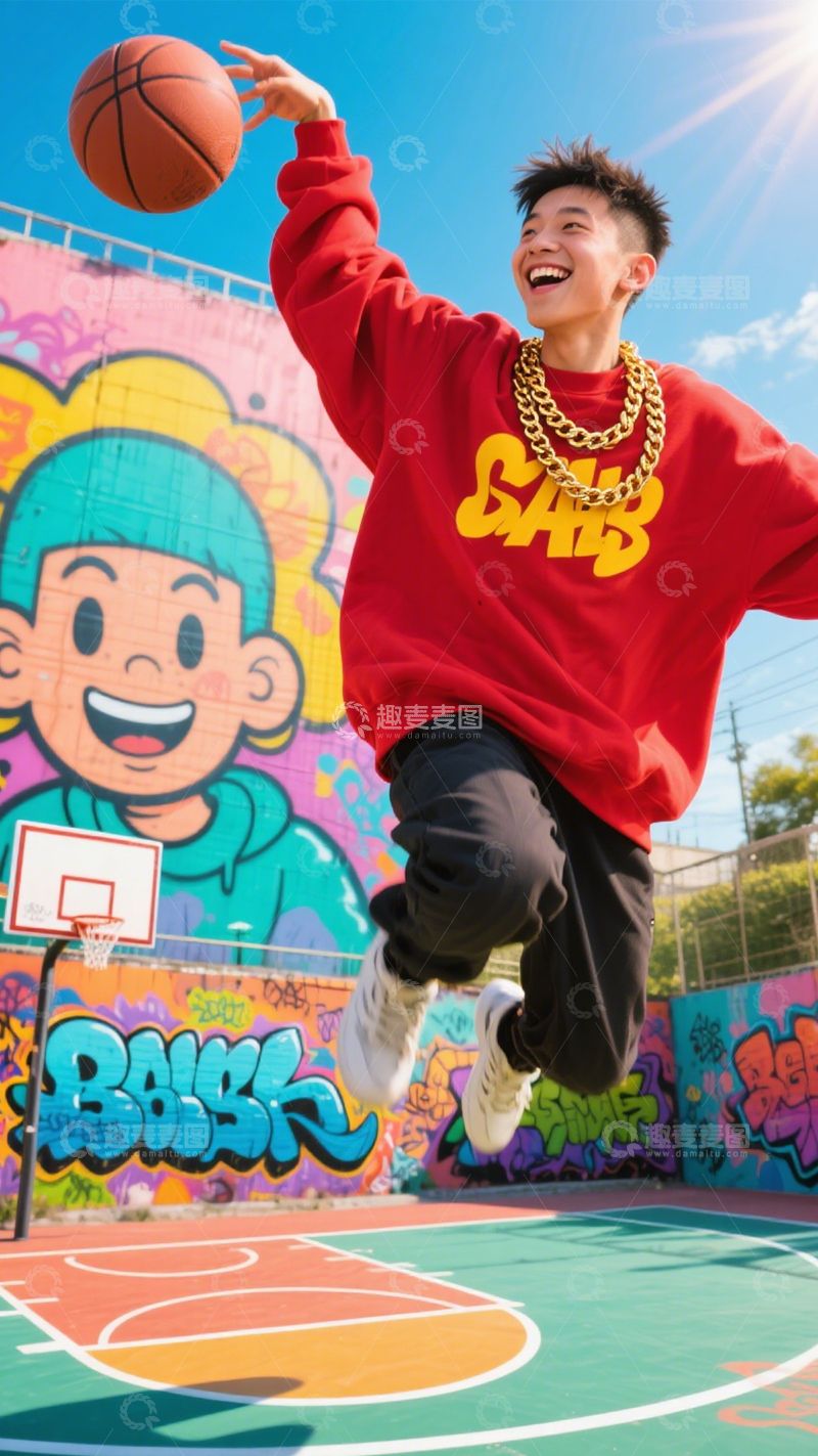 高清大图下载【趣麦麦图】潮流篮球街头穿搭