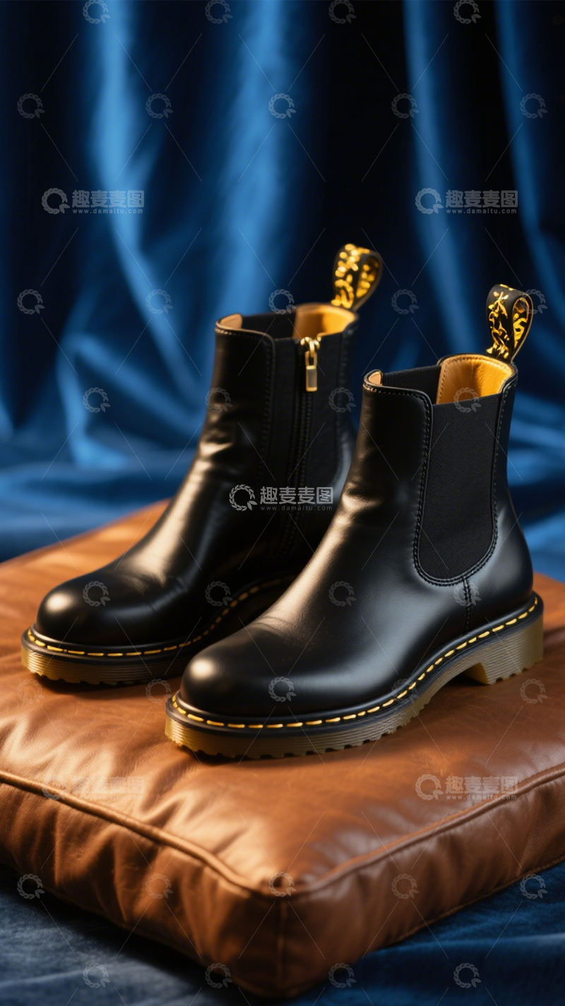 高清大图下载【趣麦麦图】黑色皮靴硬朗质感2