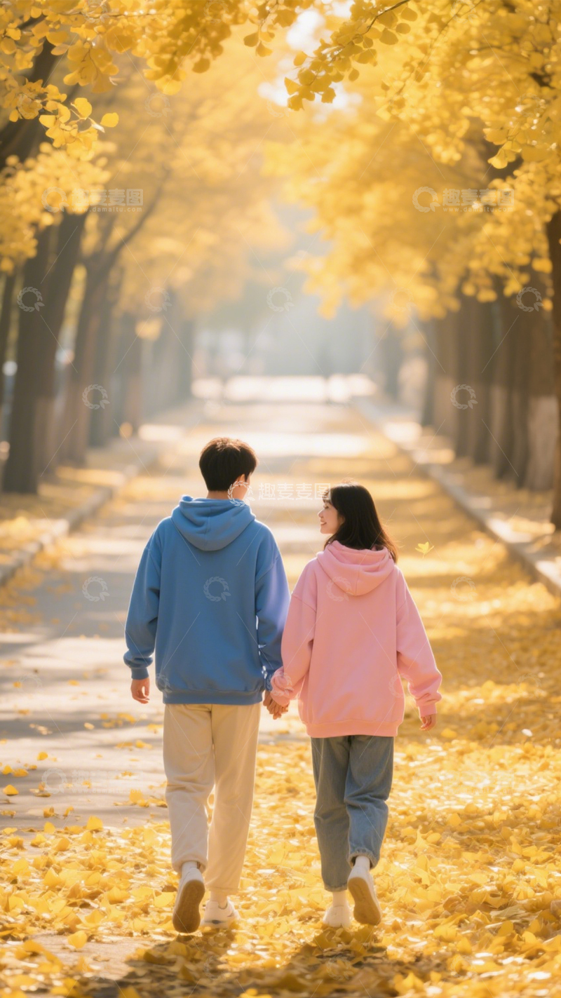 高清大图下载【趣麦麦图】情侣卫衣秋季漫步2