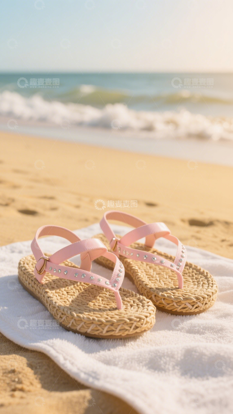 高清大图下载【趣麦麦图】编织凉鞋度假氛围2