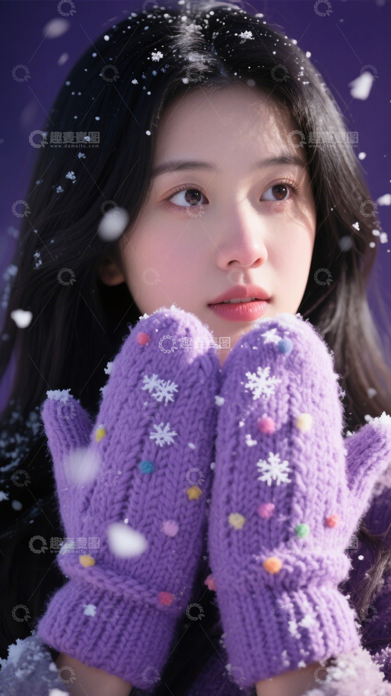 高清大图下载【趣麦麦图】针织手套冬日可爱2