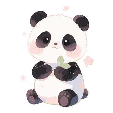 可爱卡通熊猫手绘插画