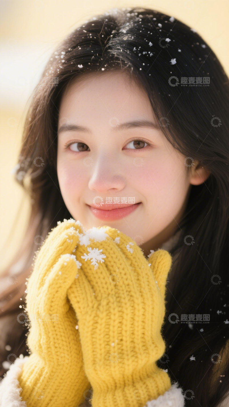 高清大图下载【趣麦麦图】针织手套冬日可爱