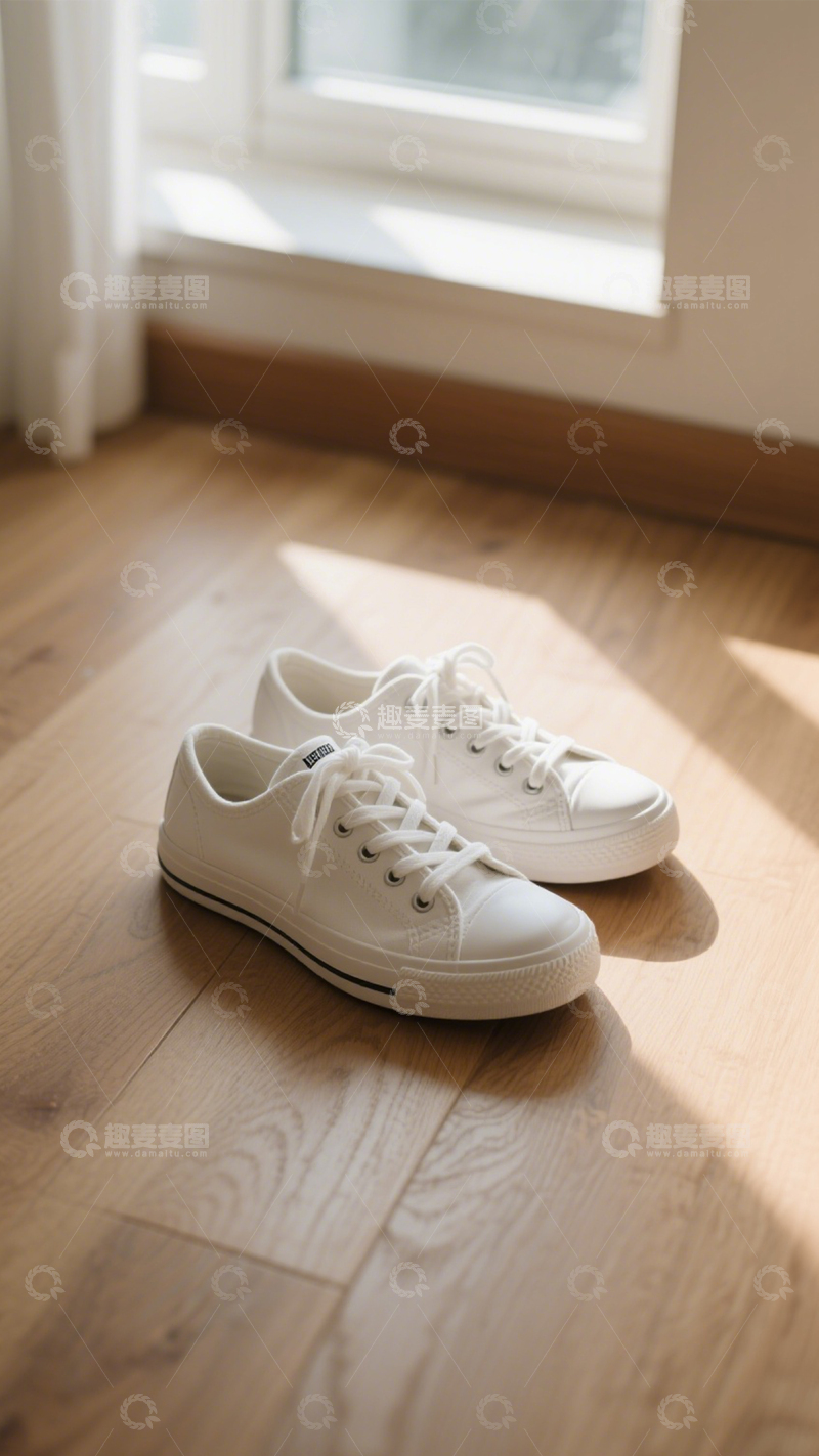 高清大图下载【趣麦麦图】简约小白鞋日常风1