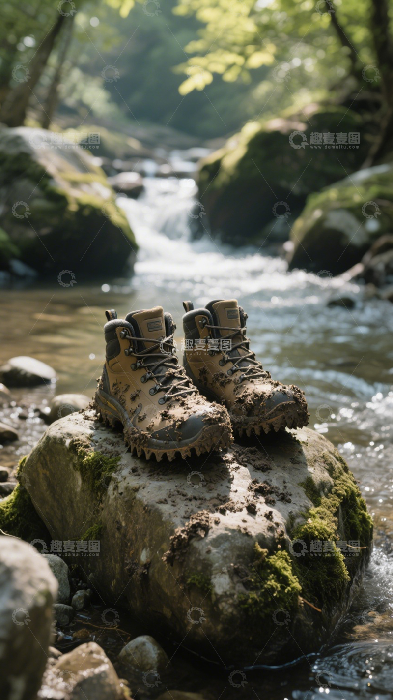 高清大图下载【趣麦麦图】登山靴户外山野行