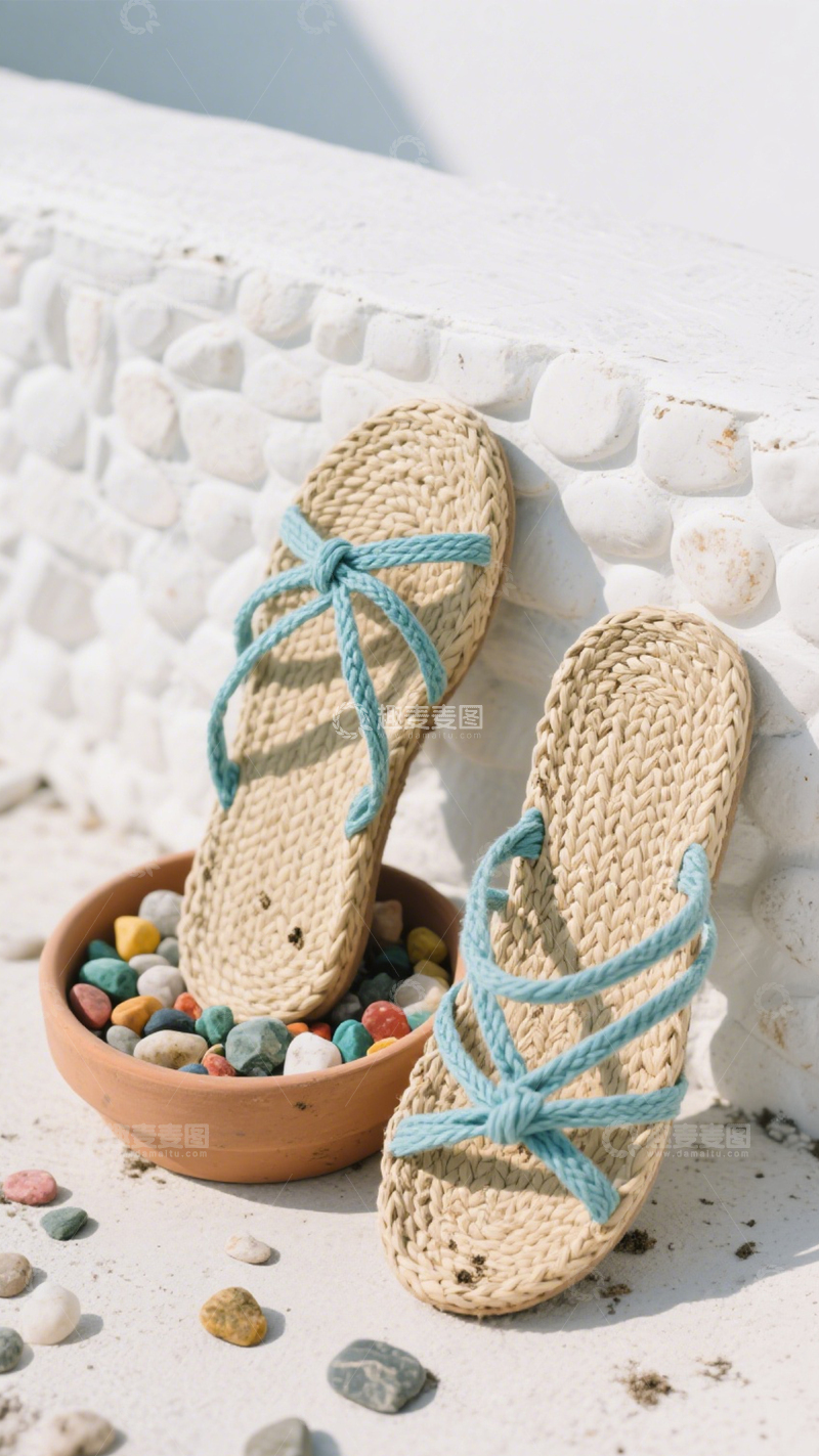 高清大图下载【趣麦麦图】编织凉鞋度假氛围3