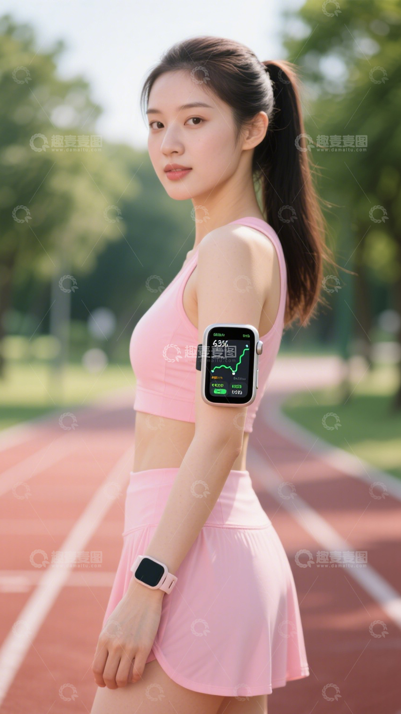 高清大图下载【趣麦麦图】运动手表助力健身穿搭