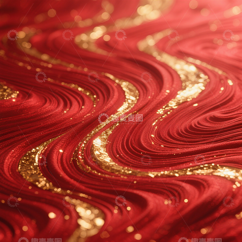 高清大图下载【趣麦麦图】中国红色鎏金质感背景5