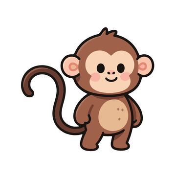 可爱卡通猴子手绘插画