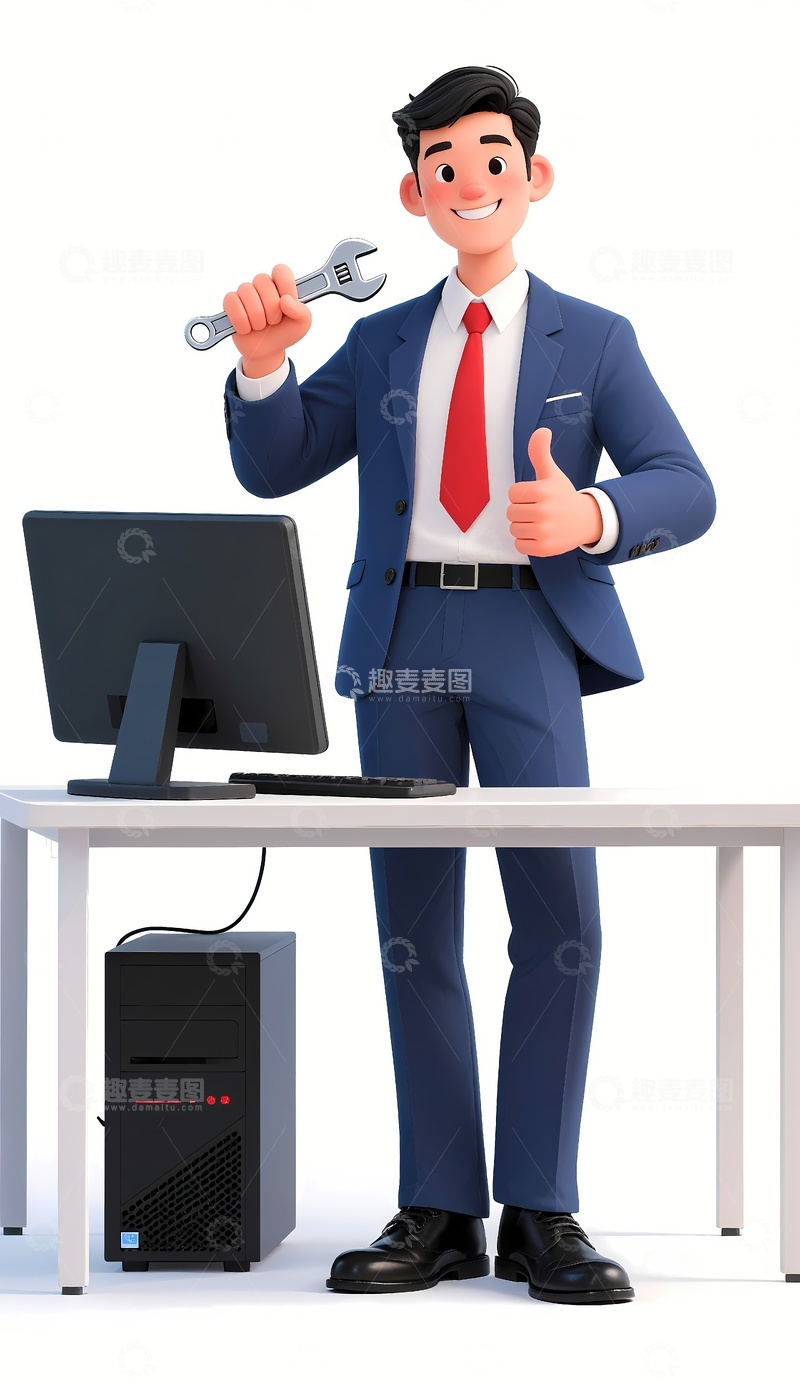 高清大图下载【趣麦麦图】电脑维修工人