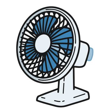 蓝色电风扇手绘插画
