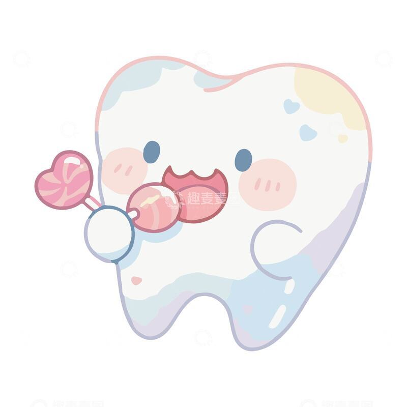 可爱牙齿吃糖手绘