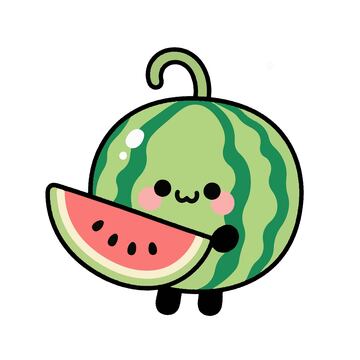 可爱卡通西瓜拟人手绘插画