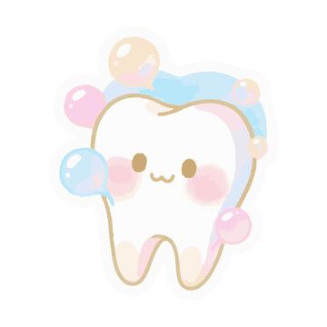 可爱牙齿洗澡卡通插画