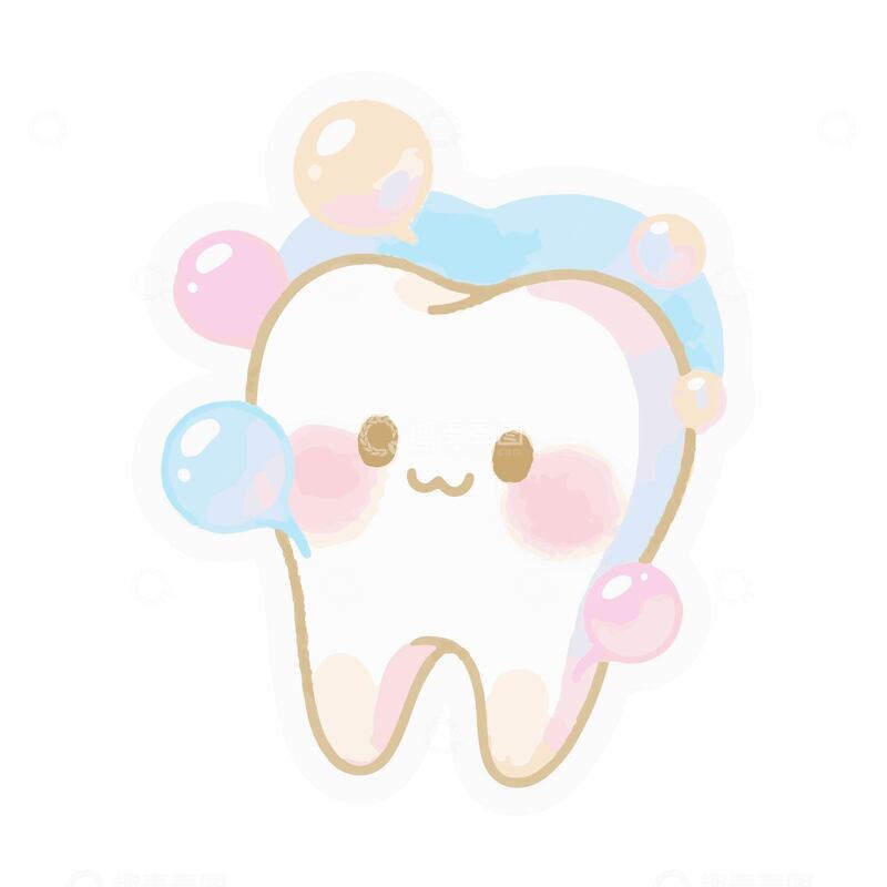 可爱牙齿洗澡卡通插画