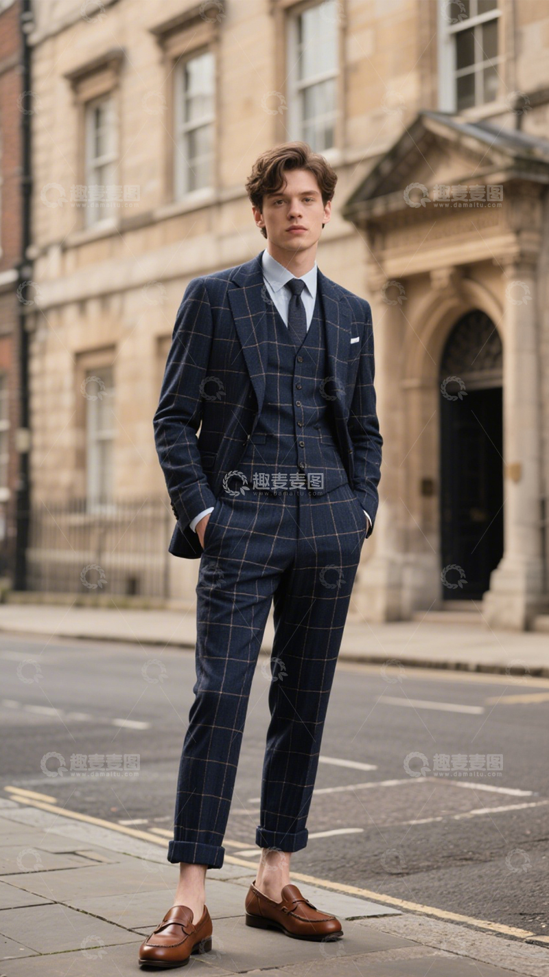 高清大图下载【趣麦麦图】格纹西装绅士英伦风3